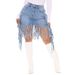 HSF2416 Fashion Trend Sexy Washed Denim Fringe High-Waisted Skirt_ecoleips.com