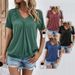 Women's Clothing Casual Short Sleeve T-Shirt Cotton Basic Tee Crew Neck For Everyday Wear_ecoleips.com