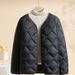 Ultra-Light Cloud Down Jacket For Women - Short Puffer Coat With U-Neck, Slim Fit, Casual Outerwear (Black, Dark Green, Light Beige, Khaki)_ecoleips.com