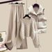 Plus Size Knit Vest & Sweater Set – 3-Piece Winter Outfit With Slimming Pants In Beige/Black (Extended Sizes 4XL)_ecoleips.com