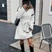 Oversized V-Neck Knit Dress With Adjustable Waist Tie – Boho Chic Long Sleeve Midi Dress For Women_ecoleips.com