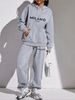 Women's Autumn And Winter Casual Fashion MILANO ITALY Letter Printed Thick Fleece Warm Hooded Sweatshirt+sports Pants Set-733_ecoleips.com