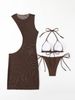 Women's Sexy Three Piece Two Piece Swimsuit Bikini Wire-Free Vacation Style Regular Thickness Nylon Polyester for All Seasons_ecoleips.com