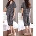 Women's Plaid Pajamas Set Short Sleeve Top And Capri Pants Sleepwear 2 Piece Set Summer Casual Loose Loungewear Set_ecoleips.com