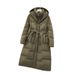 Women's Long Hooded Down Coat With Belt, Knee-Length Thickened Slim Fit Winter Jacket For Fashion & Warmth_ecoleips.com