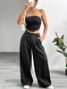 Shein Women's Fashion Slimming Pants Set Strapless Top And Loose Fitting Suit_ecoleips.com