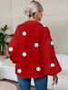 K New Niche Fashionable Polka Dot Semi Open Collar Design Loose Bubble Long Sleeved Top_ecoleips.com