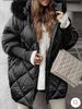 Women's Winter Hooded Coat With Detachable Rabbit Fur Collar – Stylish Long Sleeve Jacket For Casual & Outfit (White, Beige, Gray, Black, XS-XXXL)_ecoleips.com