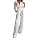 Modern Jumpsuit – Long Sleeve Cross-Collar Workwear For Women Color Psychology East-West Edge Office-Ready_ecoleips.com