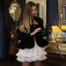 Women's Sweet Fresh Square Neck Puff Sleeve High Waist Slimming Patchwork A-Line Dress European American Style for Autumn_ecoleips.com