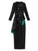 K New Fashion Style Dress Heavy Duty Nail Bead Long Sleeve Skirt Splicing Square Collar Waist Bag Hip Skirt_ecoleips.com