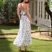 Women's Clothing Summer Style Elegant French Dress For Women Fashion Print Beach Vacation Suspender Maxi Dress With Waist Cinching_ecoleips.com
