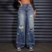 Women's Relaxed Straight-Leg Distressed Jeans – Vintage Washed Denim, Comfortable & Stylish_ecoleips.com