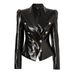 Women's Clothing Autumn And Winter New Style Black Pu Leather Shiny Shrug Slim Small Suit Waist Waist Temperament Jacket Top Trend_ecoleips.com