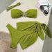 Women's Clothing Sexy Tube Top Three Piece Bikini Swimsuit Female Suit_ecoleips.com