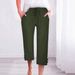 Suitable For All Seasons Summer Autumn New Women's Loose Breathable Linen Capri With Side Pockets And Split Hem Casual Pants_ecoleips.com