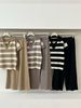 Women's Striped Knit Top & High Waist Wide Leg Pants Set – Spring Two-Piece Suit For Casual & Office Wear_ecoleips.com
