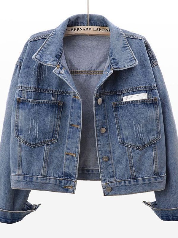 Women's Classic Denim Jacket – Versatile Light Wash Slim Fit Jean Jacket With Button Front_ecoleips.com