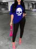 Women's Casual, Loose, Fashionable, Personalized Skull Pattern Print Loose T-shirt+cropped Pants Two-piece Home Sportswear Daily Wear-247_ecoleips.com