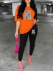 Women's Casual, Fashionable, Cute Cartoon Bear Pattern Printed Loose T-shirt+cropped Pants Two-piece Home Sportswear Daily Outfit-217_ecoleips.com