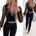 Women's Clothing Solid Color V-Neck Jumpsuit With Diamond Detailing High Waist Long Sleeve Professional Casual Autumn Wear_ecoleips.com