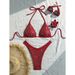 Women's Clothing Women's Sexy Rhinestone Bikini Two Piece Solid Color Strappy Swimsuit Style For Beach Vacation_ecoleips.com