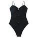 Women's Solid Color Tight Fitting Hollow out Suspender Bikini One-Piece Swimsuit Sexy Style Vacationwear Summer Winter Spring_ecoleips.com