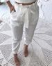 Women's Clothing Cotton Embroidery Lotus Waist Hole Tapered Trousers With Lining_ecoleips.com