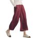 Suitable For All Seasons New Style Linen Solid Color Casual Straight Leg Cropped Pants For Women_ecoleips.com