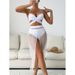 Aria Basics 2025 European And American Solid Color Sexy Mesh Three-piece Swimsuit For Women, Bikini Beach Swimwear Skirt Style_ecoleips.com