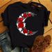 Independent Brand Casual T-shirt, Simple Rose And Music Note Short Top T-shirt For Women_ecoleips.com