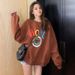 Korean-style Ins Trendy Pullover Crew Neck Sweatshirt For Women, Autumn Loose-fitting Casual Thin Jacket,_ecoleips.com