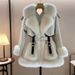luxury fur coat for women, winter w longline open front jacket, soft fluffy cozy oversized cardigan, elegant streetwear style (white/coffe)_ecoleips.com