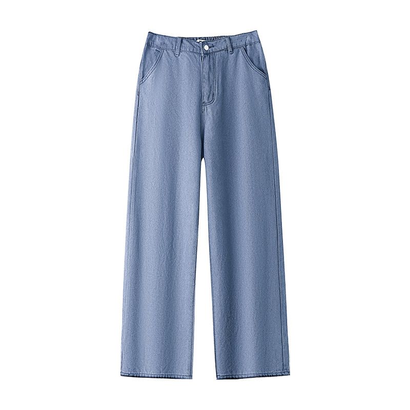 Women's Clothing Plus Size Wide Leg High Waist Denim Trousers For Women Spring And Autumn New Style Slightly Fat Mm Casual All Match_ecoleips.com