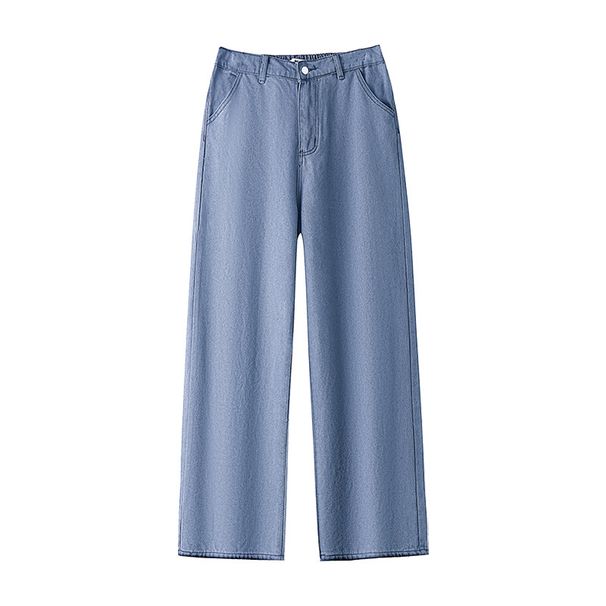 Women's Clothing Plus Size Wide Leg High Waist Denim Trousers For Women Spring And Autumn New Style Slightly Fat Mm Casual All Match_ecoleips.com