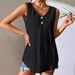 Aria Basics Aria Basics 2025 European And American Cross-border Summer New Women's Loose Jacquard Hollow V-neck Buttoned Sleeveless Mid-length_ecoleips.com
