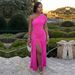 Women's Sexy Asymmetric Sleeveless Bodycon Dress With High Slit, Mesh Panel Midi Dress For Night Out_ecoleips.com