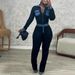 Women’s Clothing Women's Fashion Slim Denim Splicing Multi Breasted Sexy High Waist Suit_ecoleips.com