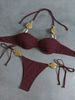 Women's Sexy Fashion Halter Neck Backless Solid Color Bikini Set 2026 New European American Cross Border Two Piece Swimsuit_ecoleips.com