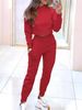 Cross-border Plus Size Women's Spring And Autumn Round Neck Long Sleeve High-Waisted Pants Fitness Sports Casual_ecoleips.com