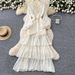Elegant French Floral Lace Trim Wrap Dress With Lantern Sleeves & Peplum Hem For Women – Plus Size Available_ecoleips.com