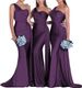 Elegant One-Shoulder Mermaid Gown for Bridesmaids Wedding Party Special Occasion Women's Long Dress_ecoleips.com