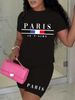 Summer Women's Casual And Fashionable Paris Pattern Print Loose T-shirt+shorts Two-piece Sportswear Suitable For Daily Wear-88_ecoleips.com