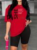 Summer Women's Casual Fashion She Letter Fashion Printed Loose T-shirt+shorts Two-piece Sportswear Suitable For Daily Wear-36_ecoleips.com