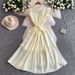 Women's Clothing Women's Sweet Pink Dress Style With Flutter Sleeves Tie Waist Ruffled Midi Skirt For Spring And Autumn_ecoleips.com