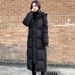 "Oversized Knee-Length Puffer Coat For Women – Warm Winter Jacket With Hood (Black/White/Pink, S-2XL)"_ecoleips.com