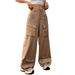 Voya 2026 Spring/Summer New European And American Women's Loose Casual American-Style Wide-Leg Long Street Pouch Overalls_ecoleips.com