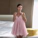 Summer Sexy Sweet 3D Flower V Neck Spaghetti Strap Puffy Dress For Women Pure Desire Style Summer Casual Party Date Dress_ecoleips.com