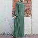 Muslim Women's Clothing Middle East Arabic Style Stand Up Collar Pocket Cardigan Green Dress_ecoleips.com