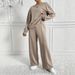 Women's Casual Long-Sleeve Top & Pants Set – Soft Cotton-Blend, Minimalist & Instagram-Worthy (Light Grey/Khaki/Black/More)_ecoleips.com
